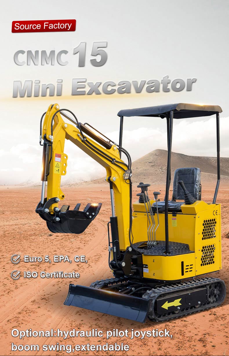 Miniexcavadora de 1,5 toneladas con cabina cerrada